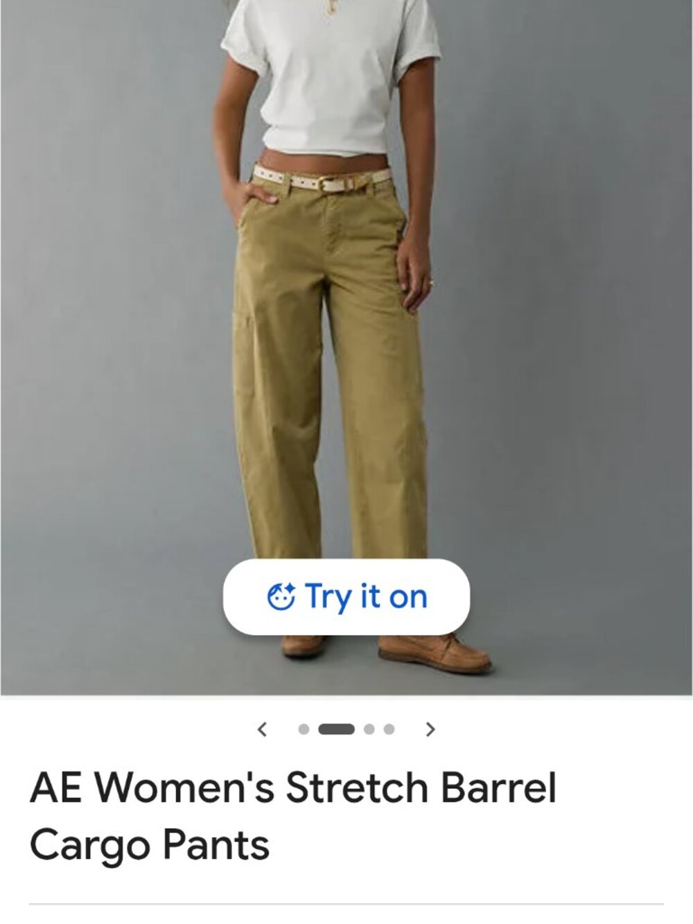 AMERICAN EAGLE Women's 8 Stretch Cargo Barrel Pants Olive Utility Pockets Street